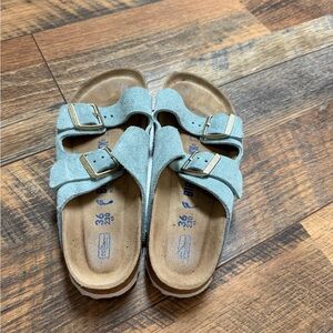 Birkenstocks Suede Sandals in Pale Blue